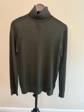 H&M Merino Wool Blend Melange Turtleneck Sweater Grey Size S